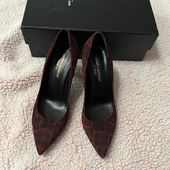 Saint Laurent red Leopard print 90s Kitten heels - Picture 1 of 12